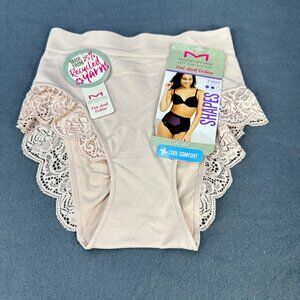 Maidenform Womens Size Medium Shaper Brief Panty Firm Control Lace Beige New